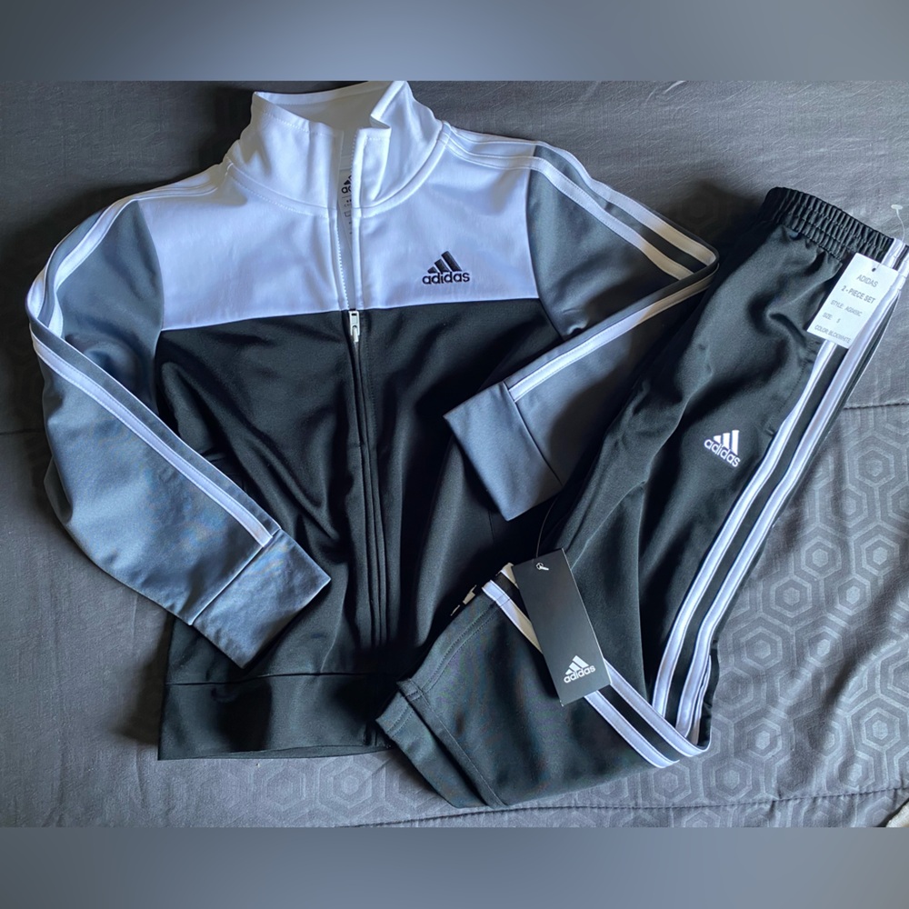 Adidas boys Black and Gray Tracksuit